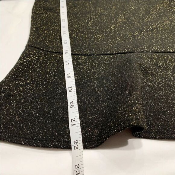 Loft Peplum Sparkle 3/4 Sleeve Black & Gold Shimmer Blouse Career Top size XS - Picture 9 of 15